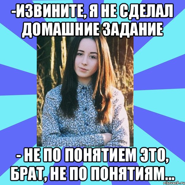 -Извините, я не сделал домашние задание - Не по понятием это, брат, не по понятиям..., Мем отьм