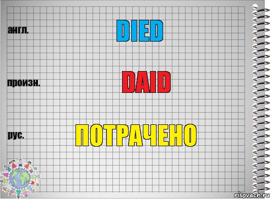 died daid потрачено, Комикс  Перевод с английского