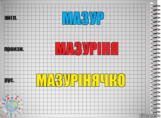 мазур мазуріня Мазурінячко, Комикс  Перевод с английского