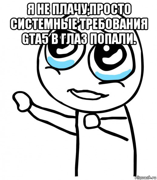 я не плачу,просто системные требования gta5 в глаз попали. 