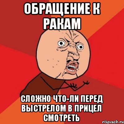 обращение к ракам сложно что-ли перед выстрелом в прицел смотреть, Мем Почему