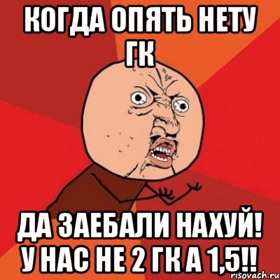 Когда опять нету гк ДА ЗАЕБАЛИ НАХУЙ! У нас не 2 гк а 1,5!!, Мем Почему