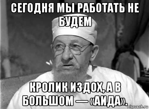 сегодня мы работать не будем кролик издох, а в большом — «аида»., Мем Профессор Преображенский