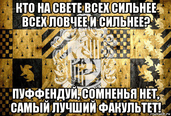 кто на свете всех сильнее всех ловчее и сильнее? пуффендуй, сомненья нет, самый лучший факультет!