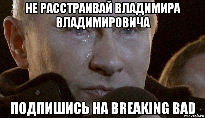 не расстраивай владимира владимировича подпишись на breaking bad, Мем Плачущий Путин