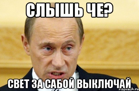 Слышь че? Свет за сабой выключай, Мем путин