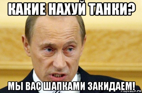 какие нахуй танки? мы вас шапками закидаем!, Мем путин