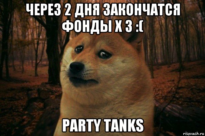 через 2 дня закончатся фонды x 3 :( party tanks, Мем SAD DOGE