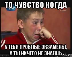 То чувство когда У тебя пробные экзамены, а ты ничего не знаешь, Мем  Сашок Фокин