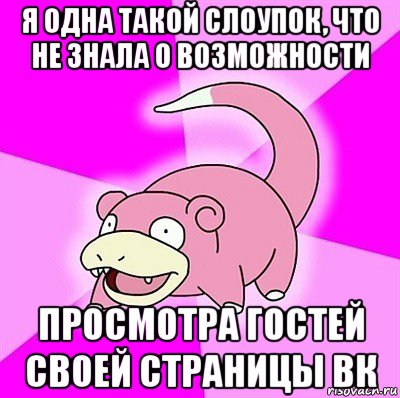 я одна такой слоупок, что не знала о возможности просмотра гостей своей страницы вк, Мем слоупок