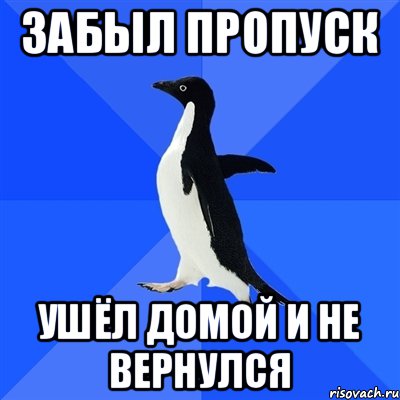 забыл пропуск ушёл домой и не вернулся, Мем  Социально-неуклюжий пингвин