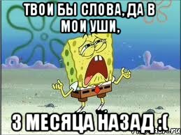 Твои бы слова, да в мои уши, 3 месяца назад :(, Мем Спанч Боб плачет