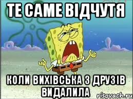 те саме відчутя коли Вихівська з друзів видалила, Мем Спанч Боб плачет