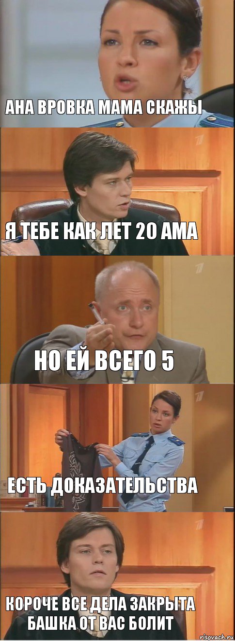 ана вровка мама скажы я тебе как лет 20 ама но ей всего 5 есть доказательства короче все дела закрыта башка от вас болит, Комикс Суд