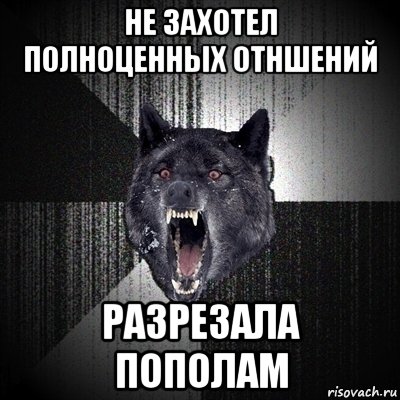 не захотел полноценных отншений разрезала пополам, Мем Сумасшедший волк