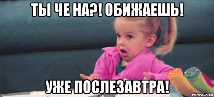 ты че на?! обижаешь! уже послезавтра!, Мем  Ты говоришь (девочка возмущается)