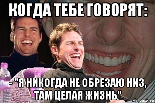 когда тебе говорят: - "я никогда не обрезаю низ, там целая жизнь", Мем том круз