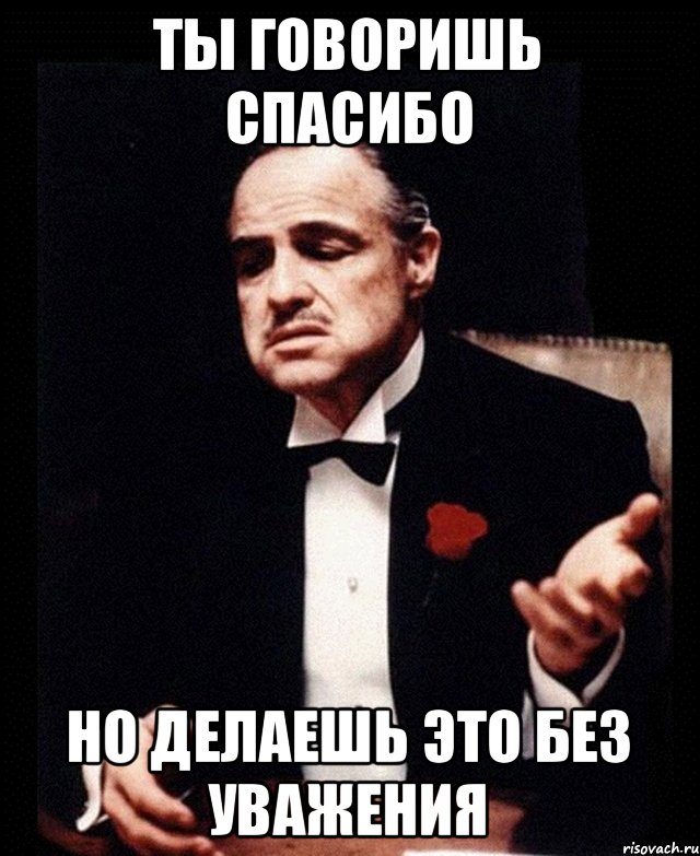 ты говоришь спасибо но делаешь это без уважения, Мем ты делаешь это без уважения