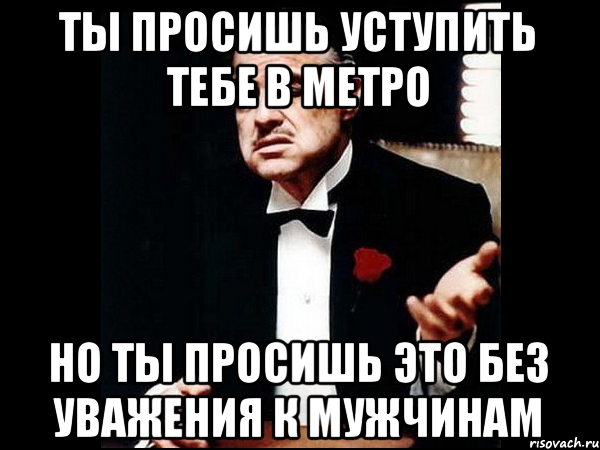 Ты просишь уступить тебе в метро Но ты просишь это без уважения к мужчинам, Мем ты делаешь это без уважения