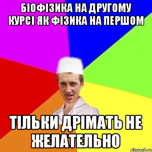 БІОФІЗИКА НА ДРУГОМУ КУРСІ ЯК ФІЗИКА НА ПЕРШОМ ТІЛЬКИ ДРІМАТЬ НЕ ЖЕЛАТЕЛЬНО