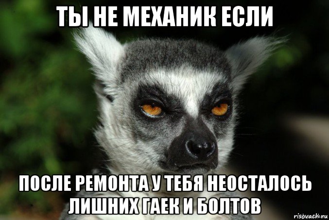 ты не механик если после ремонта у тебя неосталось лишних гаек и болтов, Мем   Я збагоен