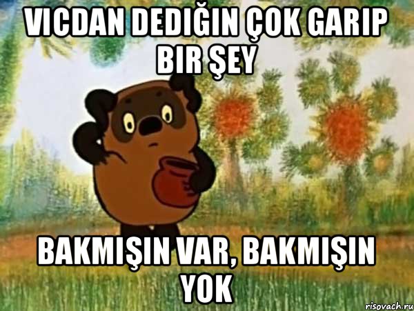 vicdan dediğin çok garip bir şey bakmışın var, bakmışın yok, Мем Винни пух чешет затылок