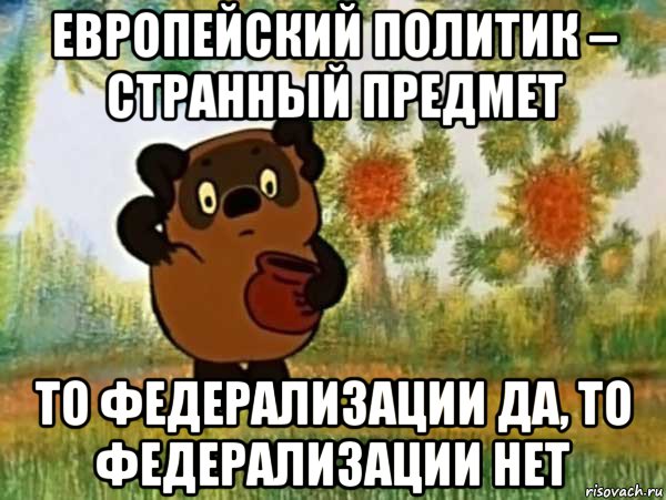 европейский политик – странный предмет то федерализации да, то федерализации нет, Мем Винни пух чешет затылок