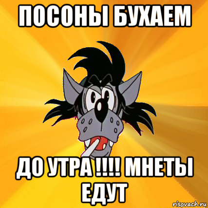 посоны бухаем до утра !!!! мнеты едут, Мем Волк