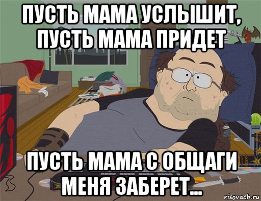 пусть мама услышит, пусть мама придет пусть мама с общаги меня заберет..., Мем   Задрот south park