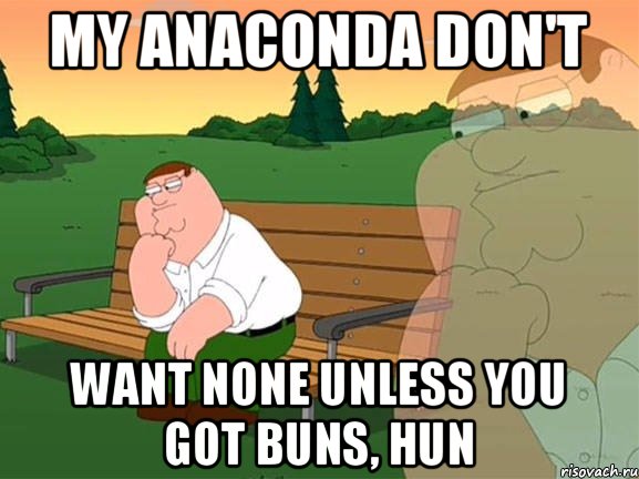 my anaconda don't want none unless you got buns, hun, Мем Задумчивый Гриффин