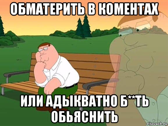 обматерить в коментах или адыкватно б**ть обьяснить, Мем Задумчивый Гриффин