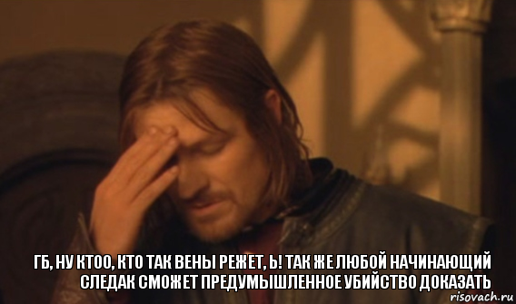 ГБ, ну ктоо, кто так вены режет, Ь! Так же любой начинающий следак сможет предумышленное убийство доказать, Мем Закрывает лицо