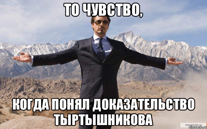 То чувство, когда понял доказательство Тыртышникова, Мем железный человек