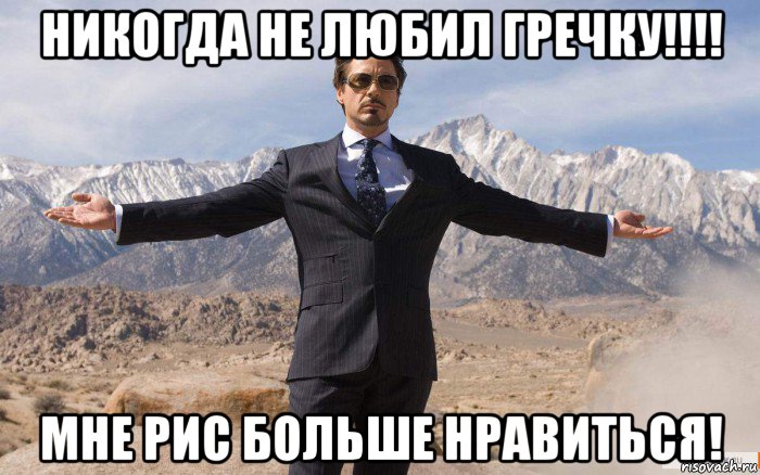 никогда не любил гречку!!!! мне рис больше нравиться!, Мем железный человек