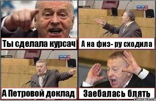 Ты сделала курсач А на физ- ру сходила А Петровой доклад Заебалась блять, Комикс жиреновский