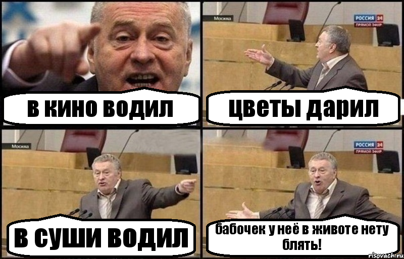 в кино водил цветы дарил в суши водил бабочек у неё в животе нету блять!, Комикс Жириновский