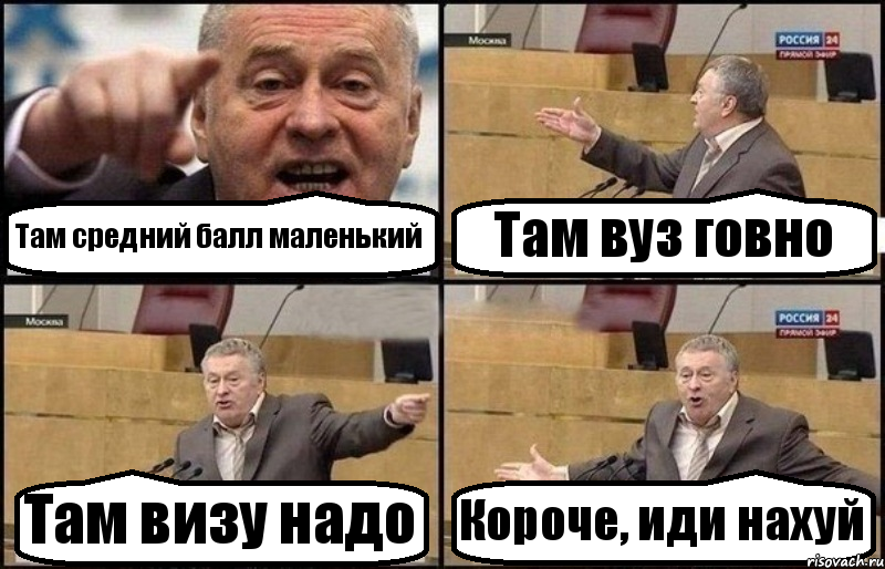 Там средний балл маленький Там вуз говно Там визу надо Короче, иди нахуй, Комикс Жириновский