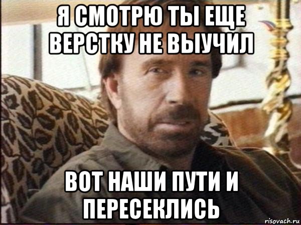 я смотрю ты еще верстку не выучил вот наши пути и пересеклись, Мем чак норрис