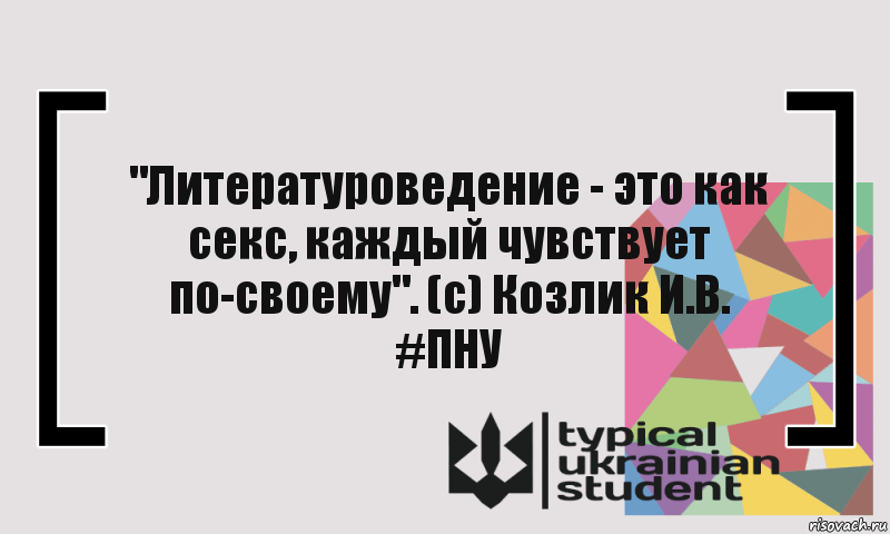 "Литературоведение - это как секс, каждый чувствует по-своему". (с) Козлик И.В.
#ПНУ, Комикс цитата