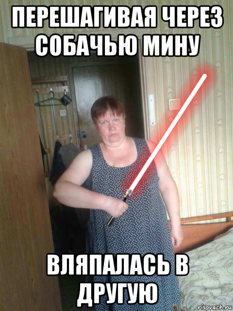 перешагивая через собачью мину вляпалась в другую
