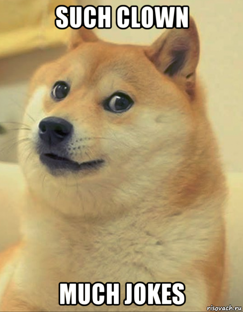 such clown much jokes, Мем doge woof