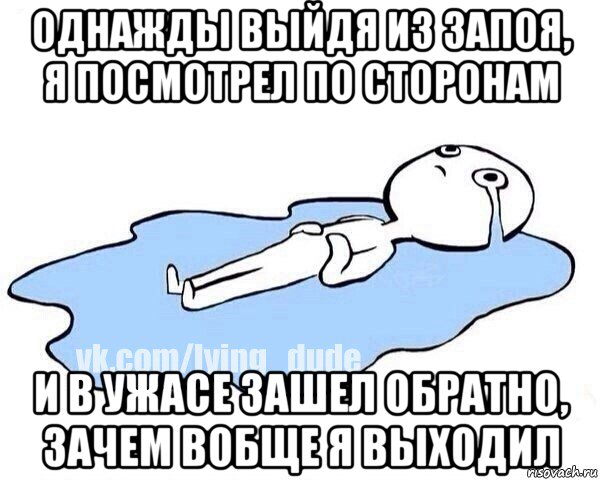 однажды выйдя из запоя, я посмотрел по сторонам и в ужасе зашел обратно, зачем вобще я выходил, Мем Этот момент когда