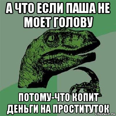 а что если паша не моет голову потому-что копит деньги на проституток, Мем Филосораптор