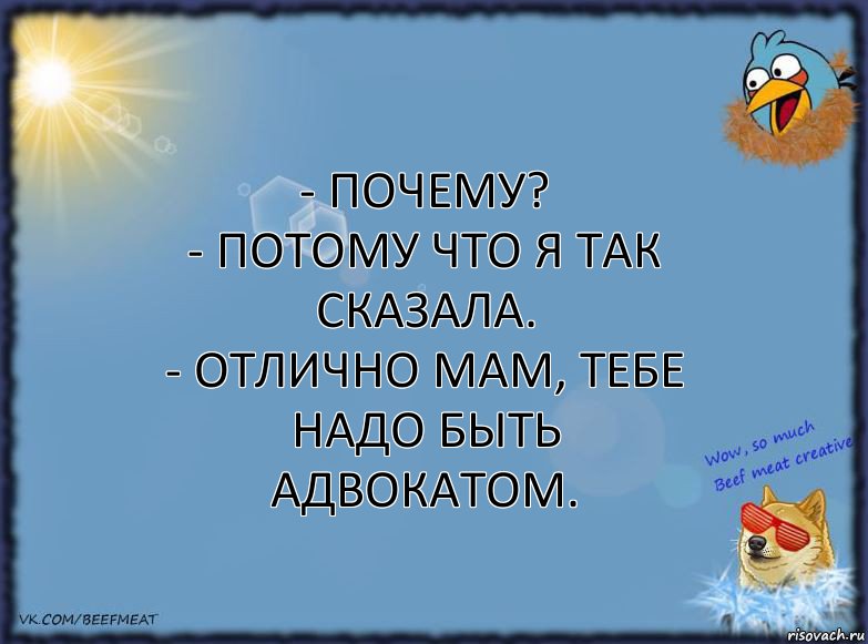 - Почему?
- Потому что я так сказала.
- ОТЛИЧНО МАМ, ТЕБЕ НАДО БЫТЬ АДВОКАТОМ., Комикс ФОН