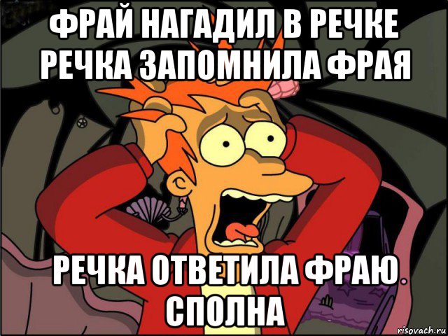 фрай нагадил в речке речка запомнила фрая речка ответила фраю сполна, Мем Фрай в панике