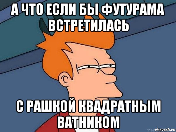 а что если бы футурама встретилась с рашкой квадратным ватником, Мем  Фрай (мне кажется или)