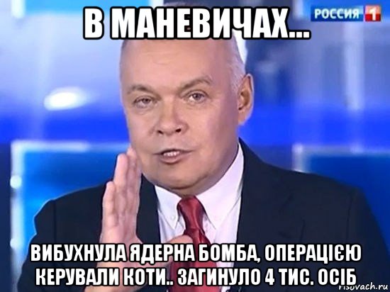 в маневичах... вибухнула ядерна бомба, операцією керували коти.. загинуло 4 тис. осіб, Мем Киселёв 2014