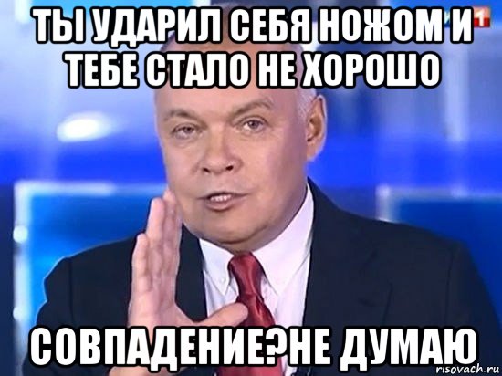 ты ударил себя ножом и тебе стало не хорошо совпадение?не думаю, Мем Киселёв 2014