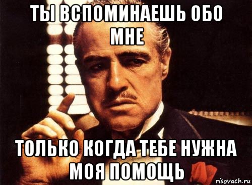 ты вспоминаешь обо мне только когда тебе нужна моя помощь, Мем крестный отец