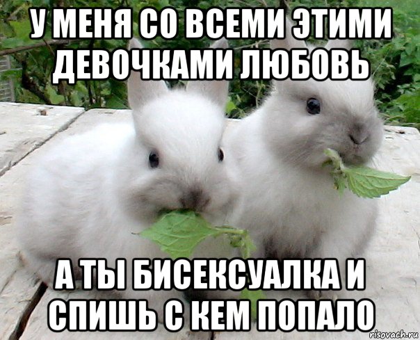 у меня со всеми этими девочками любовь а ты бисексуалка и спишь с кем попало